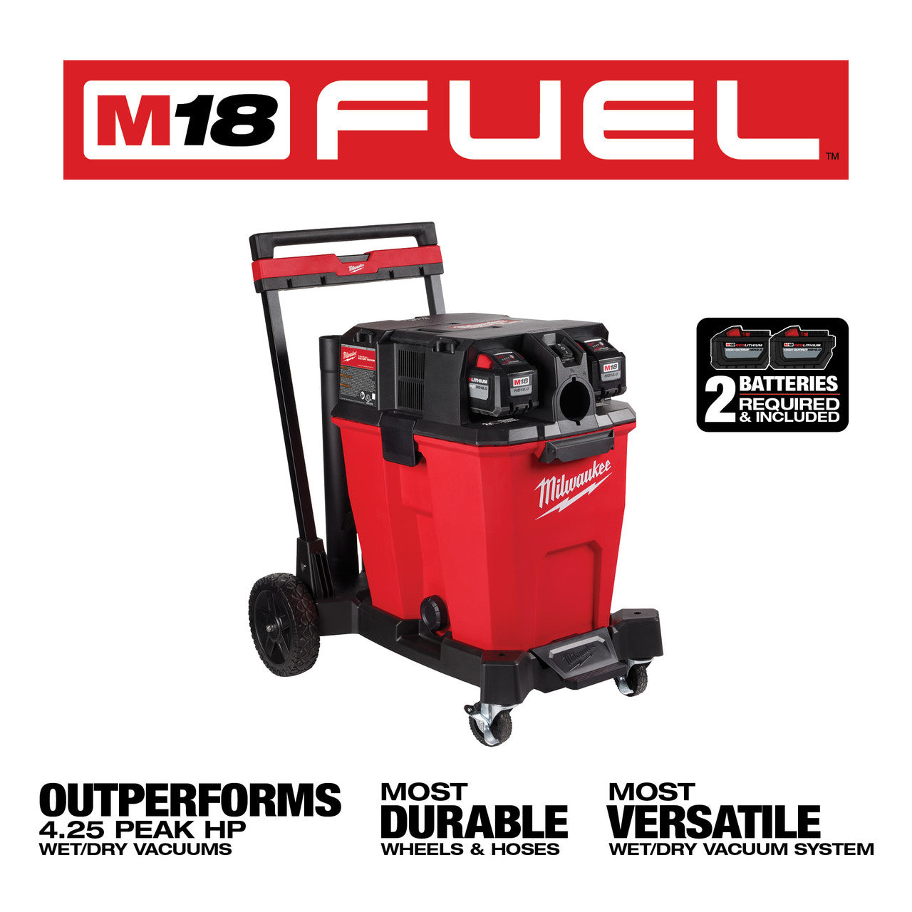 Milwaukee MIL-0930-22HD M18 FUEL 12 Gallon Dual-Battery Wet/Dry Vacuum Kit