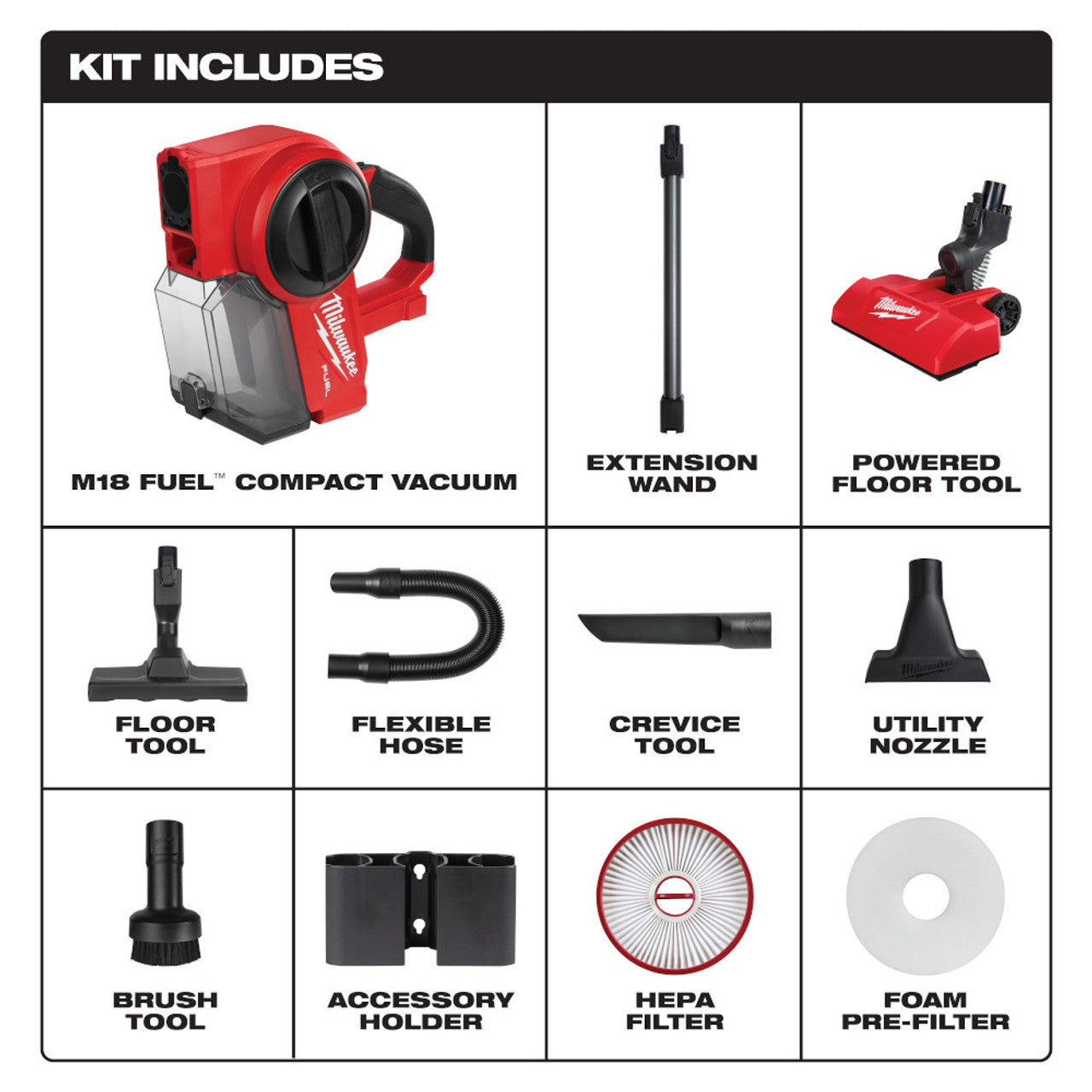 Milwaukee MIL-0940-20 M18 FUEL Compact Vacuum Bare Tool