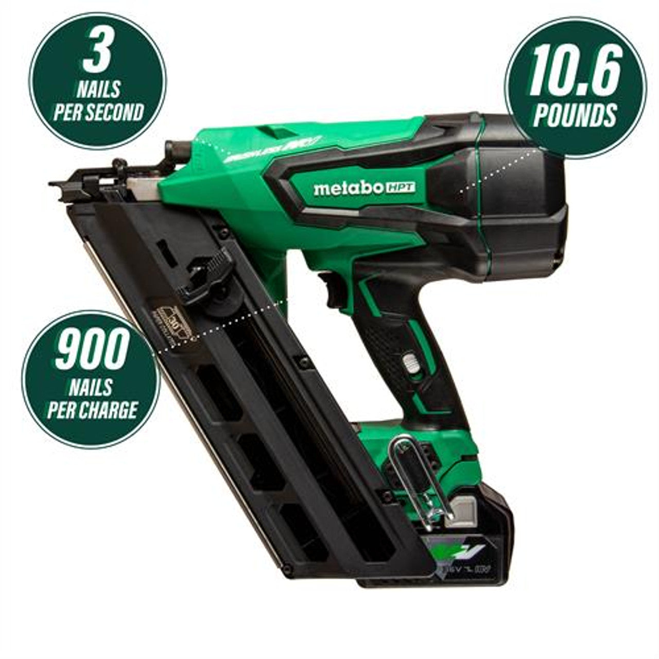 Metabo-HPT HPT-NR3690DCM 36V 30 Deg Cordless Paper Strip Framing Nailer 2.5Ah Kit
