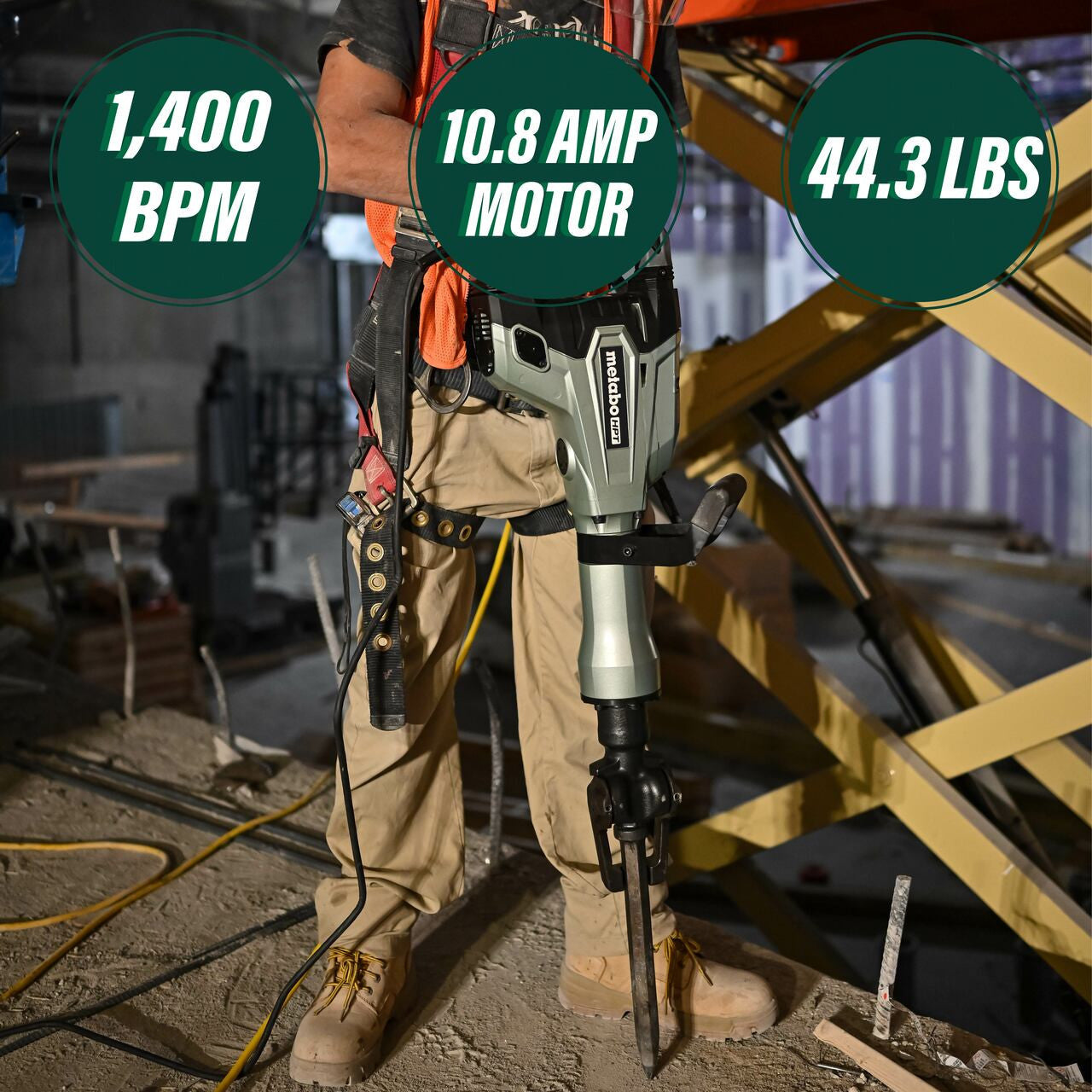 Metabo-HPT HPT-H65SD3M 1-1/8in Hex Demolition Hammer with Aluminum Housing Body