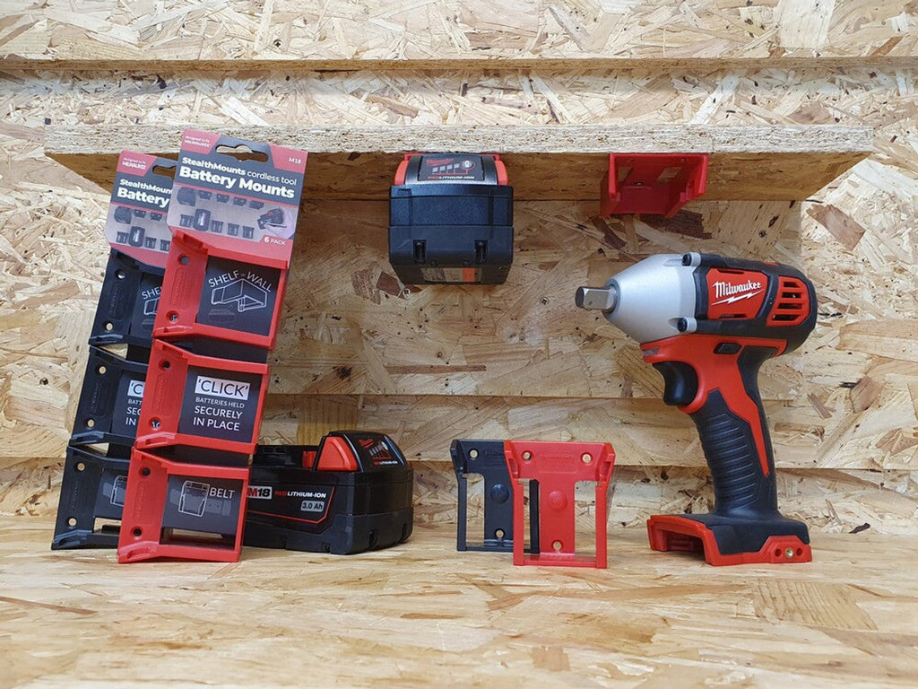 StealthMounts SM-BM-MW18-RED-6 Battery Mounts for Milwaukee M18 Red 6-Pack