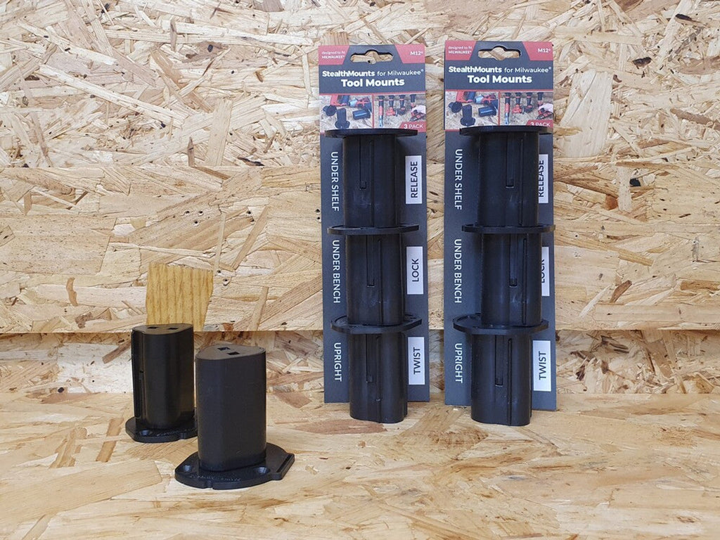 StealthMounts SM-TM-MW12-BLK-3 Tool Mounts for Milwaukee M12 Black 3Pk