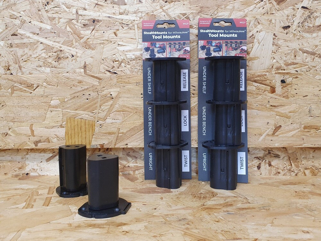 StealthMounts SM-TM-MW12-BLK-3 Tool Mounts for Milwaukee M12 Black 3Pk