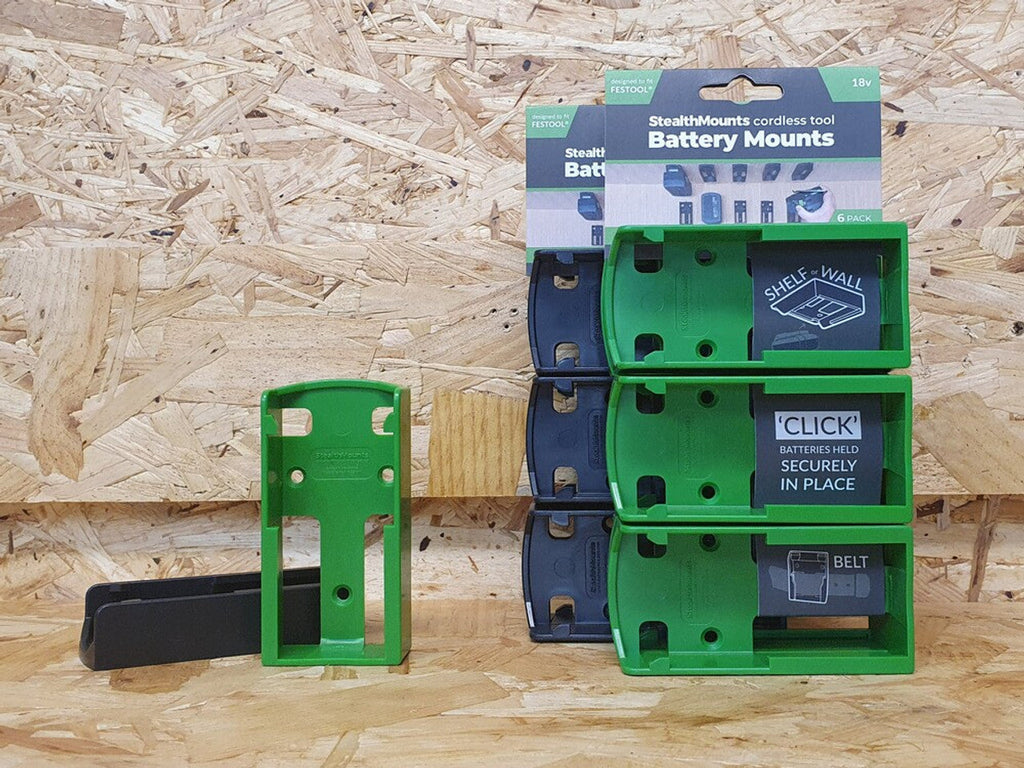StealthMounts SM-BM-FT18-GRN-6 Battery Mounts for Festool 18v Green 6-Pack