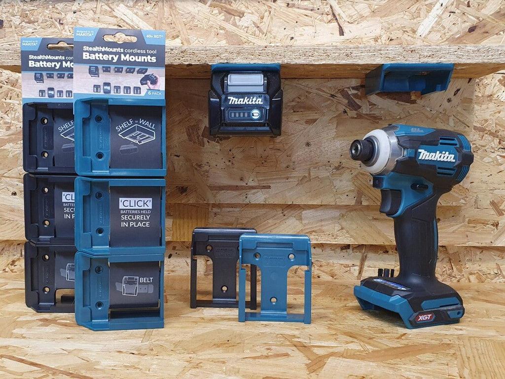 StealthMounts SM-BM-MK40-BLUE-6 Battery Mounts for Makita 40V XGT 4Pk