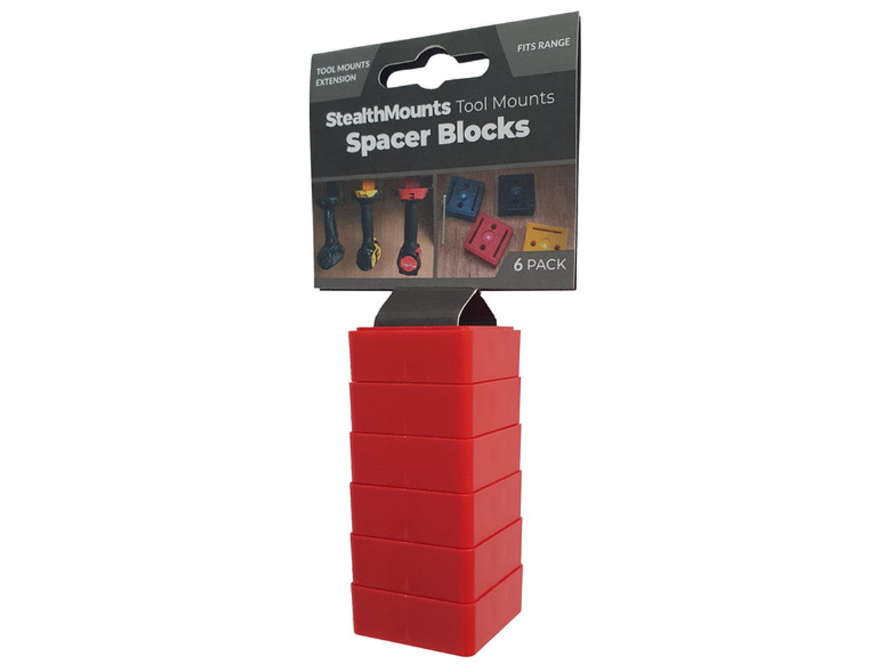 StealthMounts SM-TMSPACE-RED-6 Tool Mount Spacer Blocks 12mm Spacers Red 6-Pack