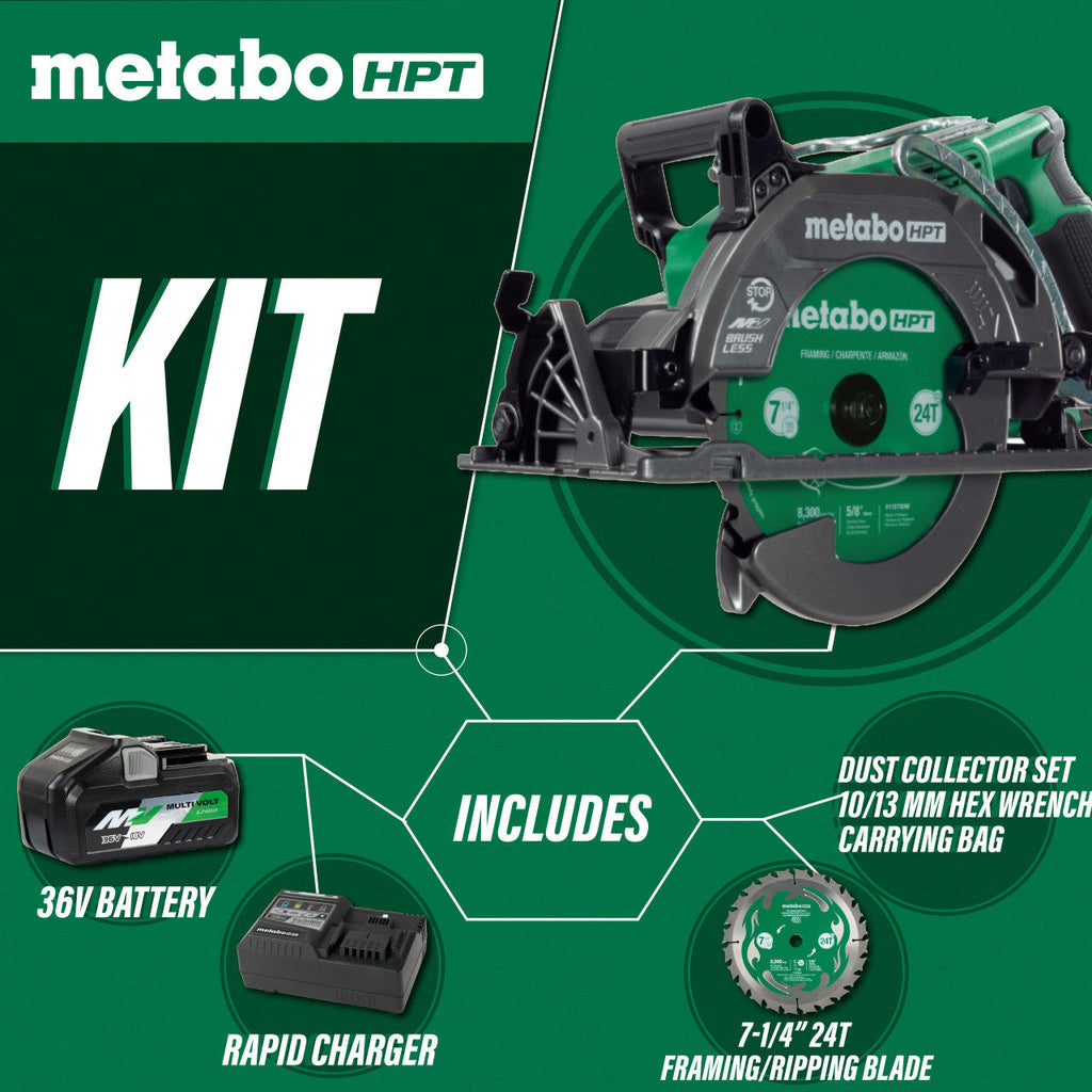 Metabo-HPT HPT-C3607DWAM 36V MultiVolt 7-1/4in Rear Handle Circular Saw 4.0Ah Kit