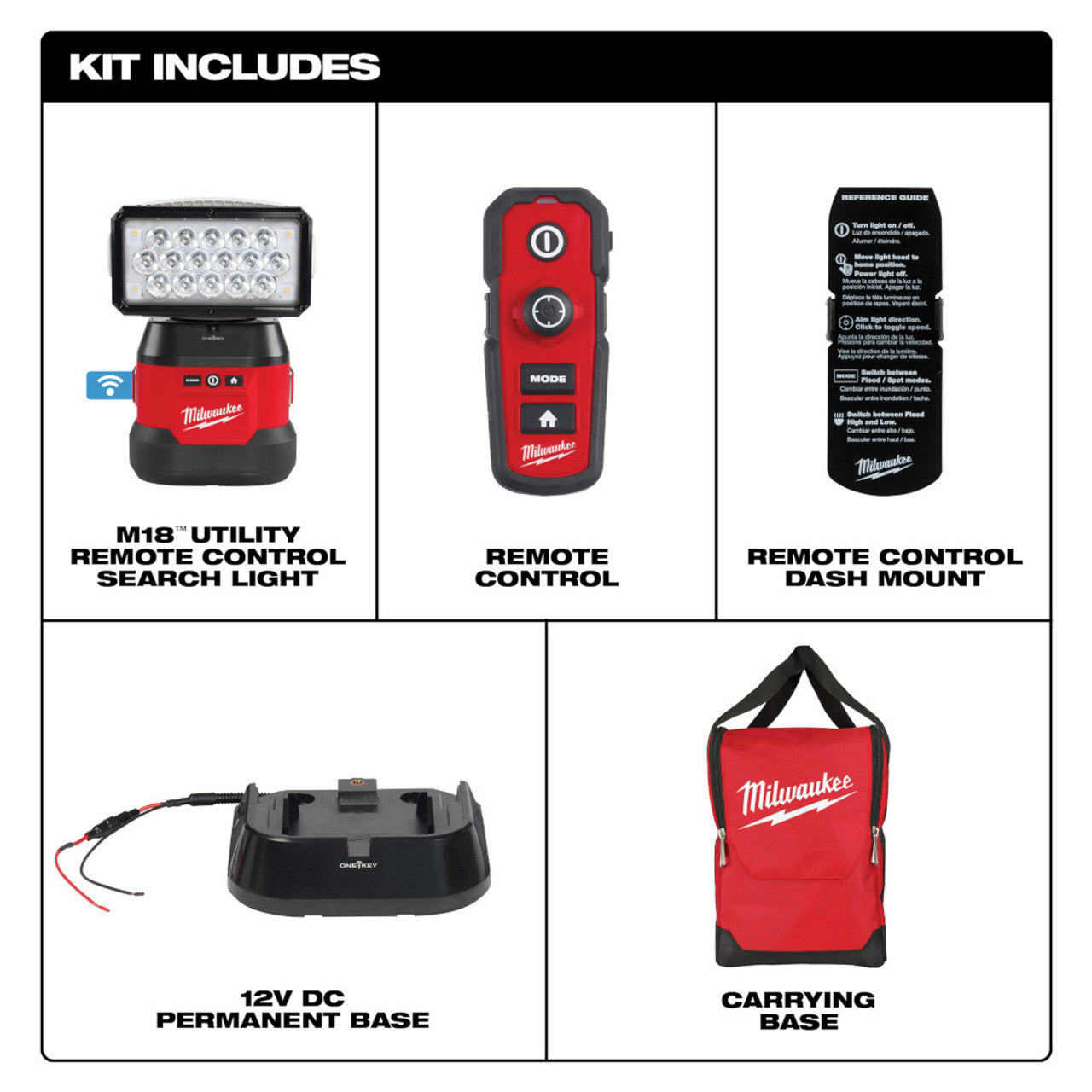 Milwaukee MIL-2123-20 M18 Utility Remote Control Search Light with Portable Base