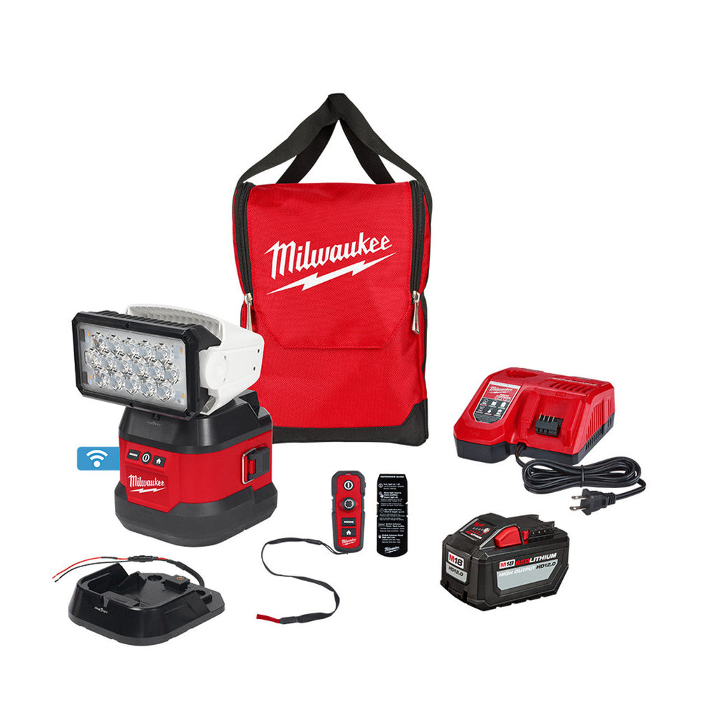 Milwaukee MIL-2123-21HD M18 Utility Remote Control Search Light 12.0Ah Kit with Portable Base