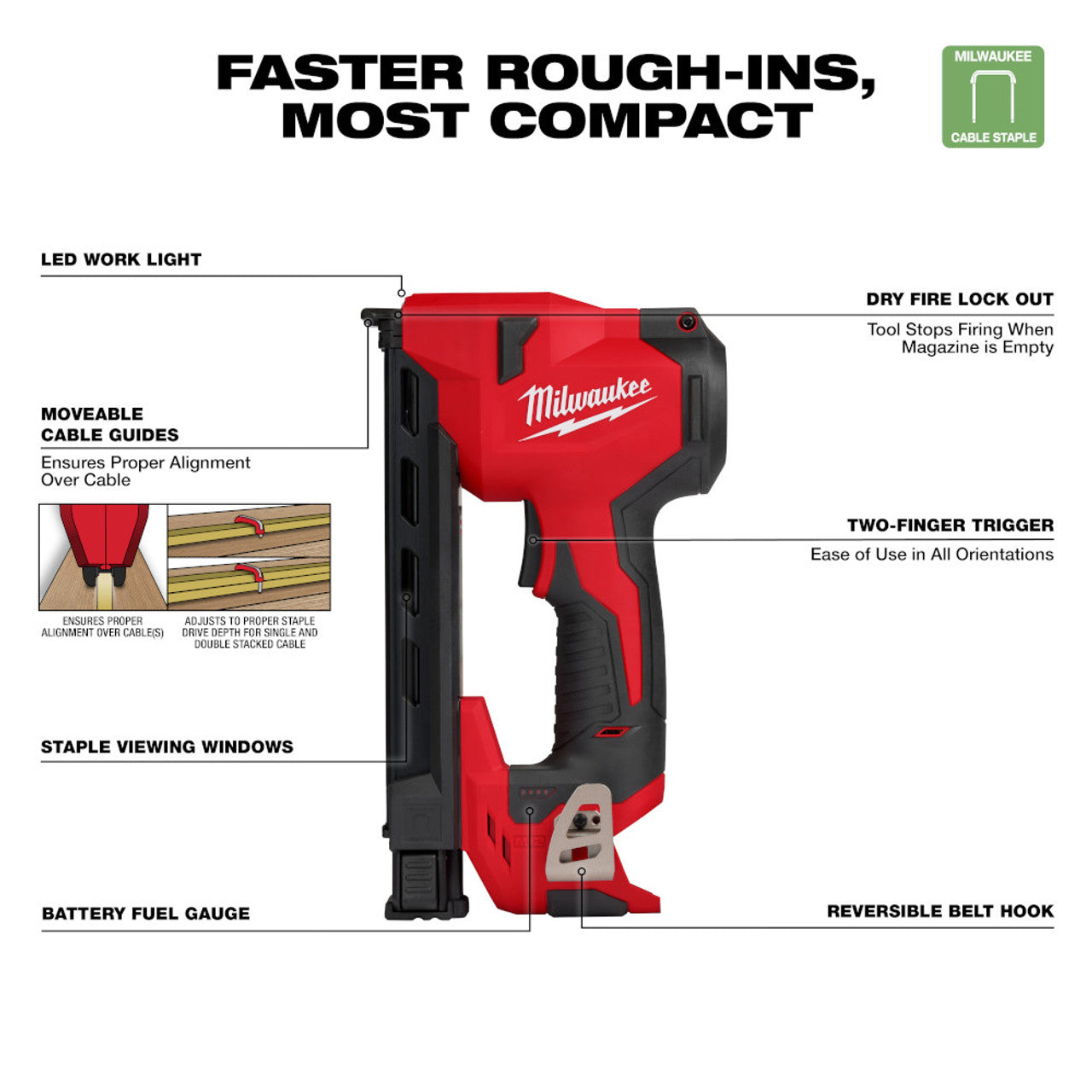 Milwaukee MIL-2448-20 M12 Cable Stapler (Bare Tool)