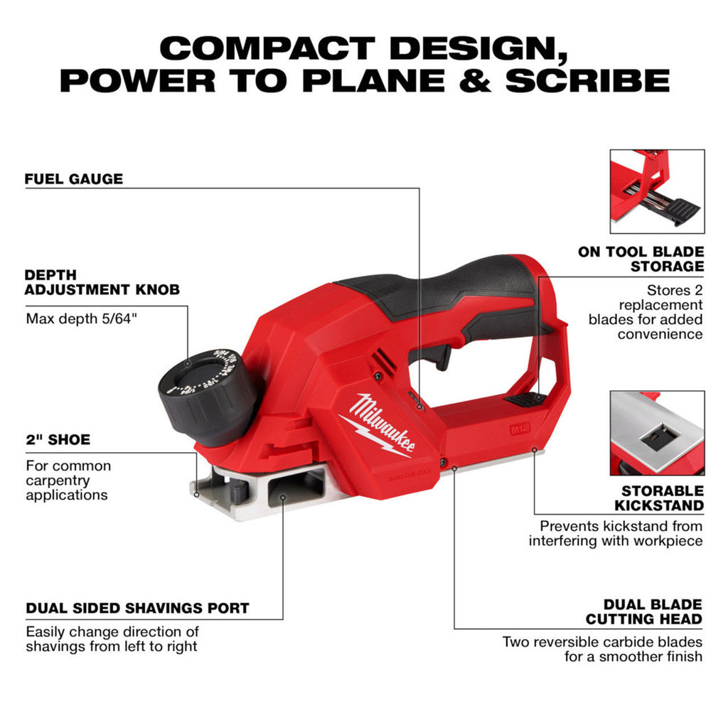 Milwaukee MIL-2524-20 M12 Brushless Cordless 2 in. Planer