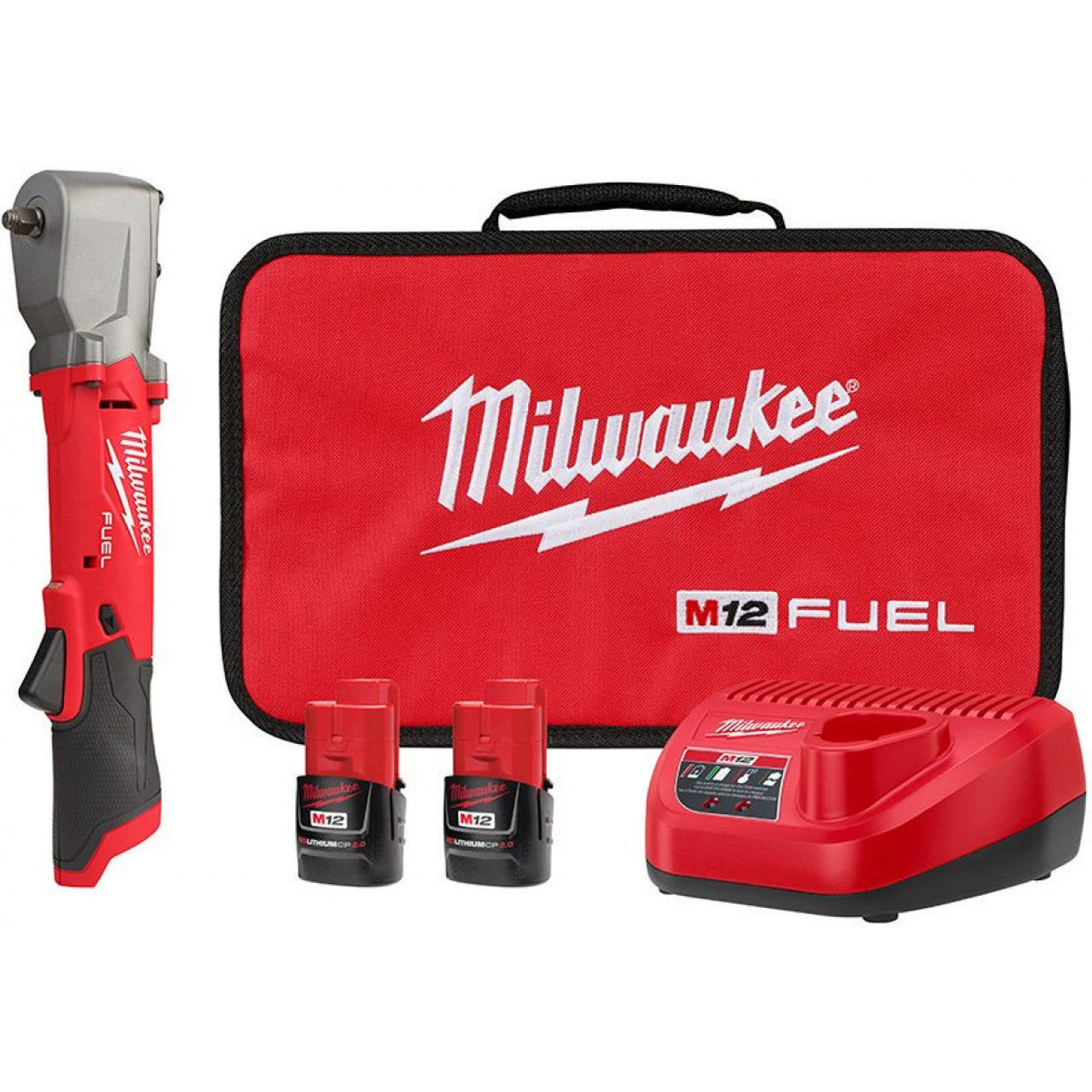 Milwaukee MIL-2564-22 M12 Fuel 3/8in Right Angle Impact Wrench With Friction Ring 2x CP2.0ah Kit.