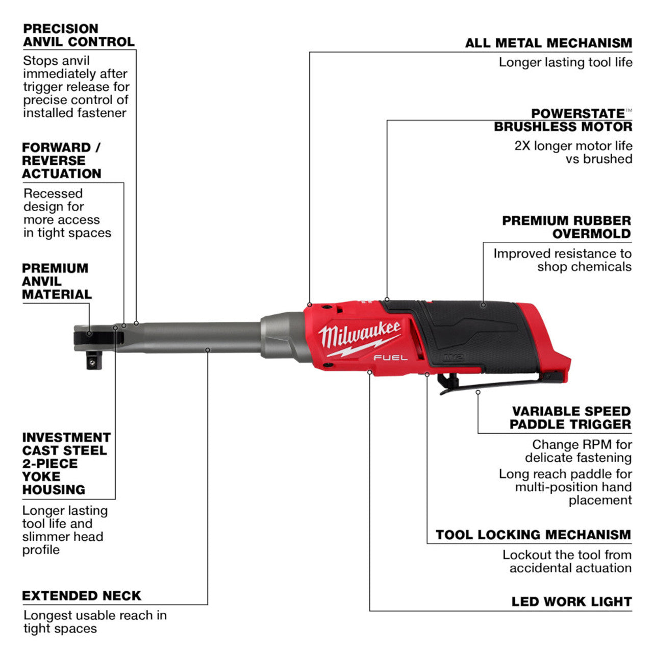 Milwaukee MIL-2569-20 M12 FUEL 3/8 in Extended Reach High Speed Ratchet (Bare Tool)