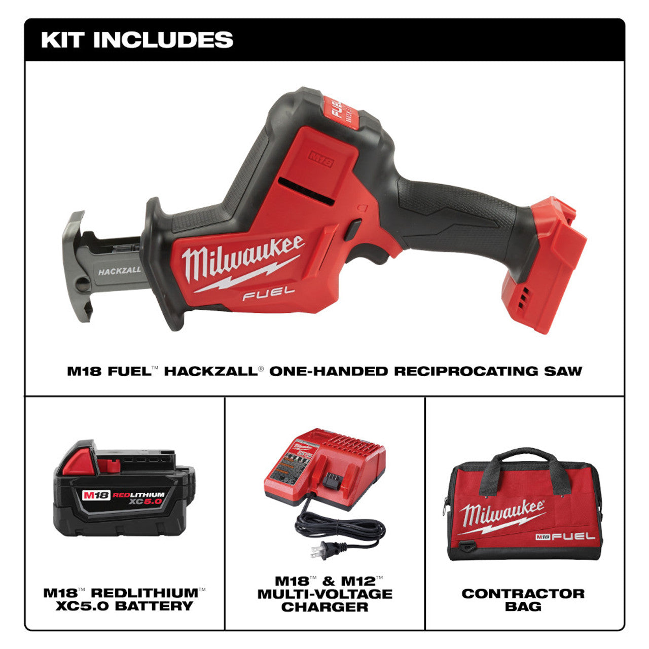 Milwaukee MIL-2719-21 M18 FUEL Brushless Hackzall Reciprocating Saw 5.0Ah Kit