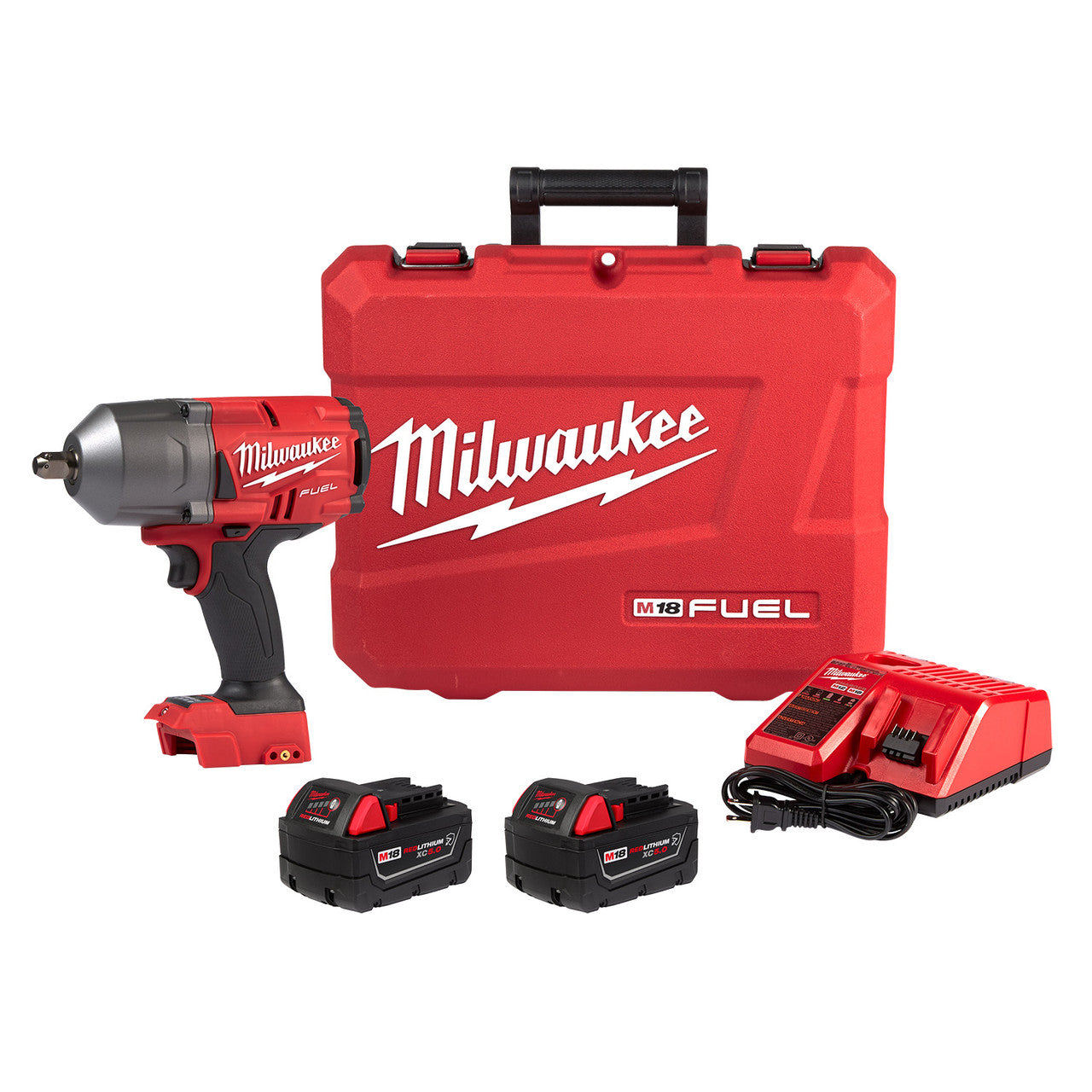 Milwaukee MIL-2766-22R GEN II M18 FUEL High Torque 1/2in Impact Wrench 2x 5.0Ah Kit With Pin Detent