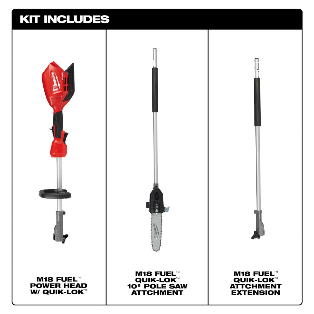 Milwaukee MIL-2825-20PS M18 FUEL 10in Pole Saw with QUIK-LOK Attachment Capability