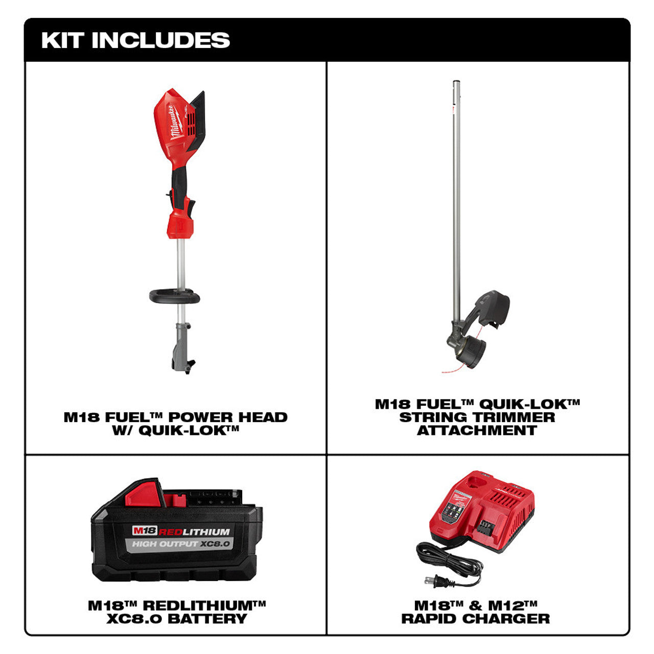 Milwaukee MIL-2825-21ST M18 FUEL Brushless String Trimmer 8.0Ah Kit With QUIK-LOK