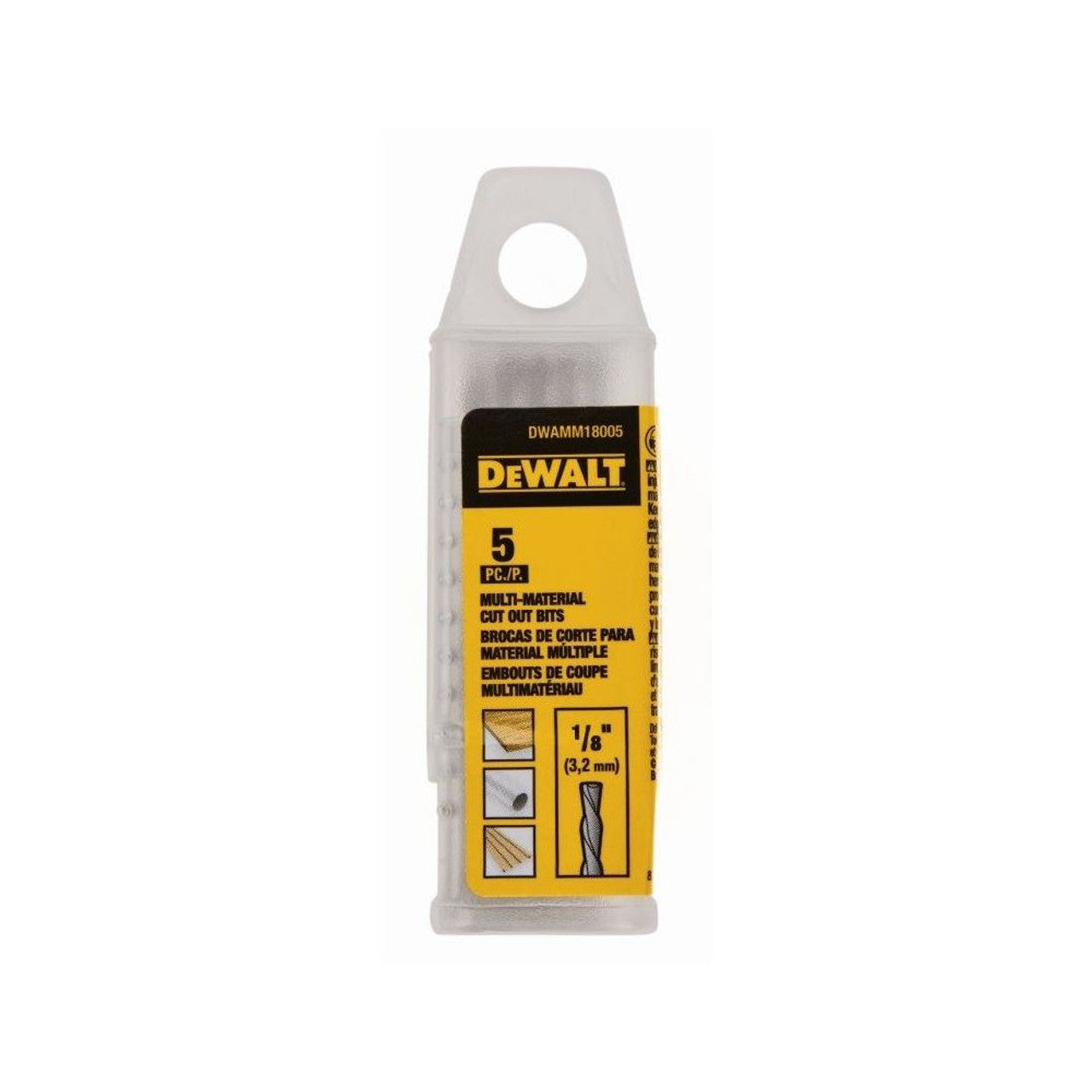 DEWALT DEW-DWAMM18005 1/8 in Multi-Material Cut Out Bit 5 Pack