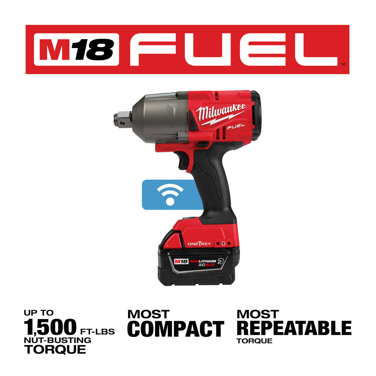 Milwaukee MIL-2864-22R GEN II M18 FUEL With ONE-KEY High Torque Impact Wrench 3/4in Friction Ring 2x 5.0Ah Kit