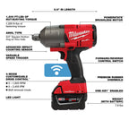 Milwaukee MIL-2864-22R GEN II M18 FUEL With ONE-KEY High Torque Impact Wrench 3/4in Friction Ring 2x 5.0Ah Kit