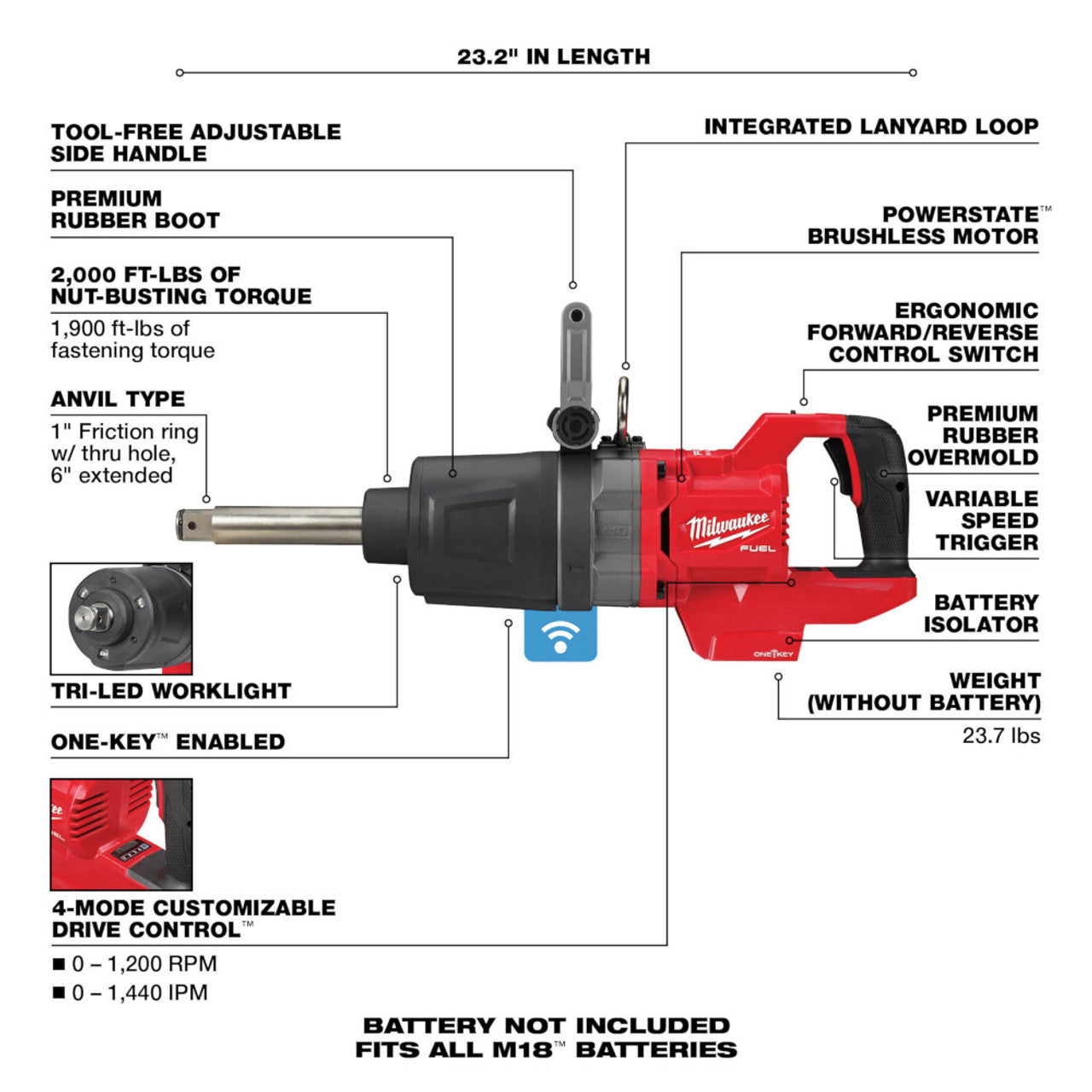 Milwaukee MIL-2869-20 1in Extended Impact Wrench