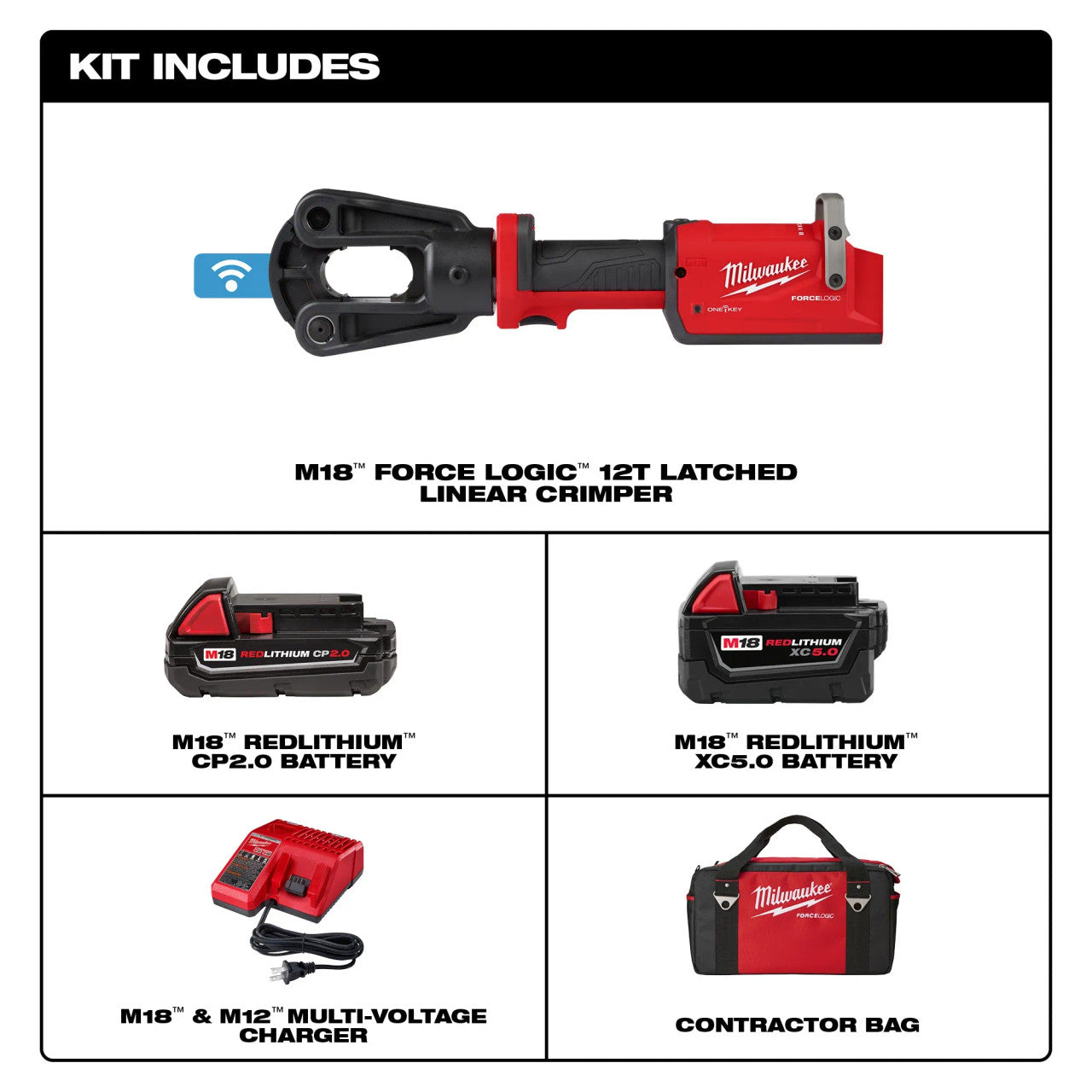 Milwaukee MIL-2878-22 M18 FORCE LOGIC 12T Latched Linear Crimper