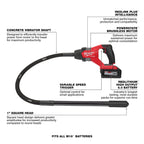 Milwaukee MIL-2910-21 M18 FUEL 4ft Concrete Pencil Vibrator 6.0Ah Kit