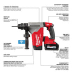 Milwaukee MIL-2915-22DE M18 Fuel 1-1/8in SDS Plus Rotary Hammer with ONE-KEY & HAMMERVAC Dedicated Dust Extractor 2x 6.0Ah Kit