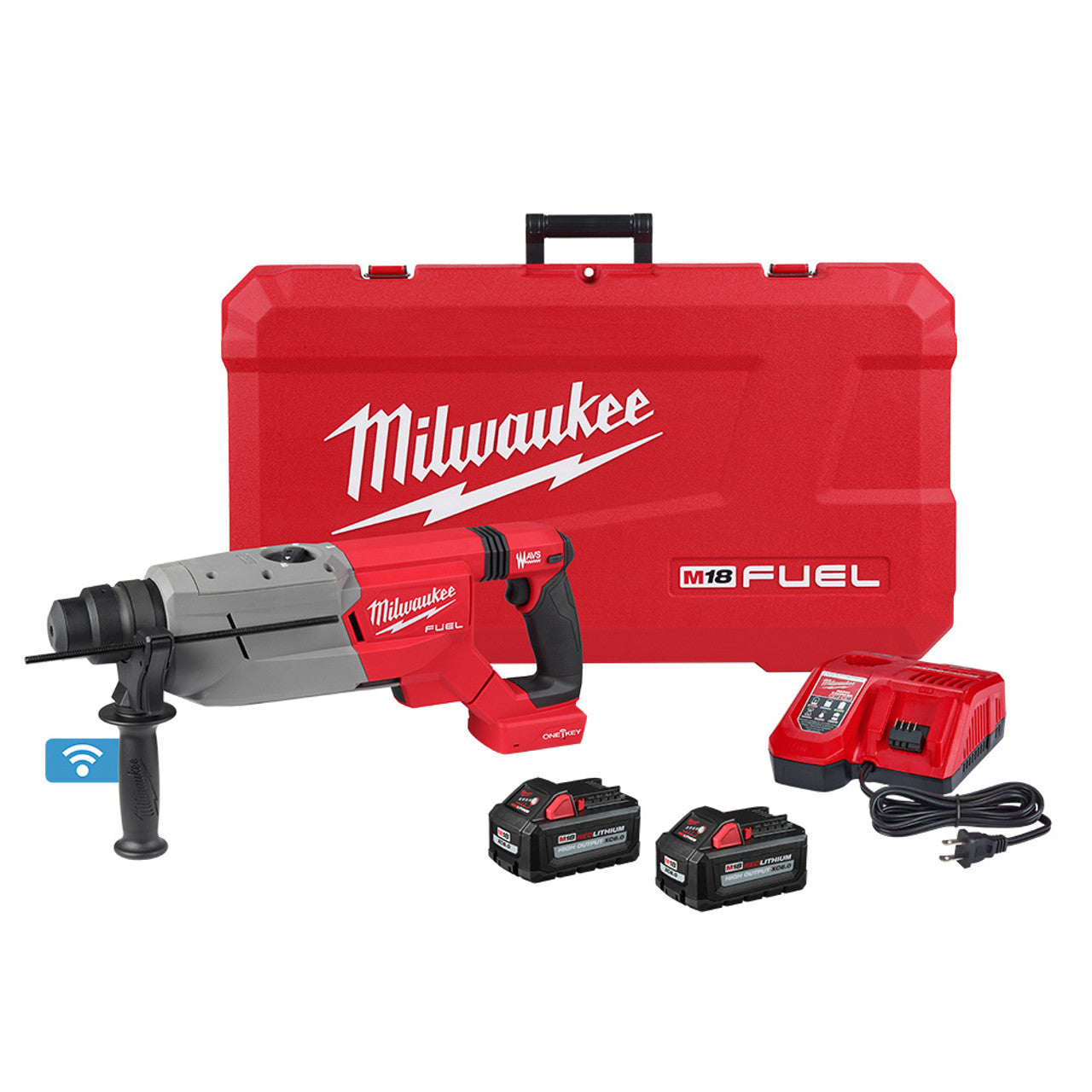 Milwaukee MIL-2916-22 M18 FUEL 1-1/4in SDS Plus D-Handle Rotary Hammer 2x 6.0Ah Kit with ONE-KEY