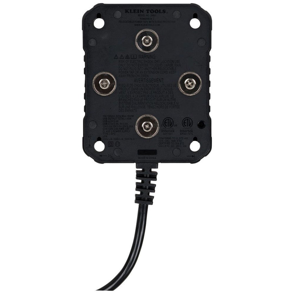 Klein KLE-29601 PowerBox 1, Magnetic Mounted Power Strip with Integrated LED Lights