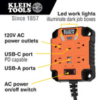 Klein KLE-29601 PowerBox 1, Magnetic Mounted Power Strip with Integrated LED Lights