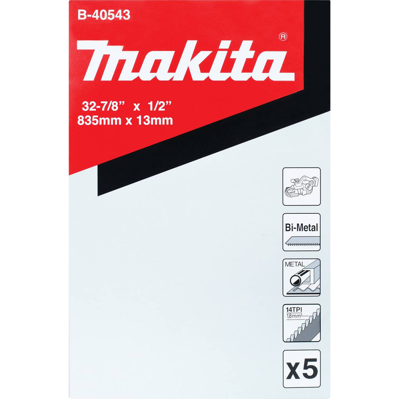 Makita MAK-B-40543 32-7/8in x 14TPI Compact Portable Band Saw Blade (5pk)