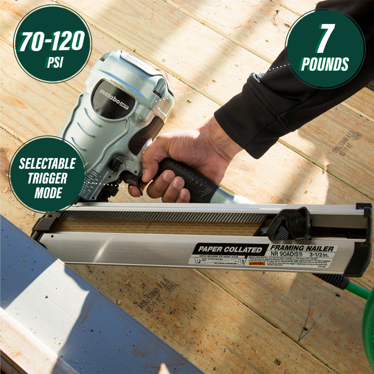 Metabo-HPT HPT-NR90ADS1M 3-1/2in Paper Collated Framing Nailer