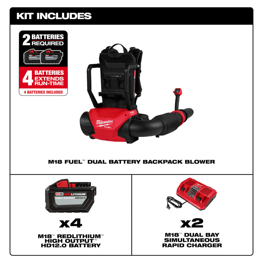 Milwaukee MIL-3009-24HD M18 Fuel Dual Battery Backpack Blower Kit