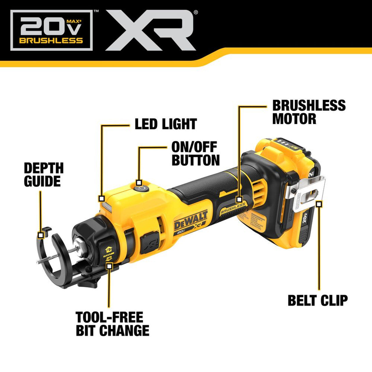 DEWALT DEW-DCK265D2 20V MAX XR Brushless 2-Tool Drywall Screwgun & Cut-Out Tool 2x 2.0Ah Combo Kit