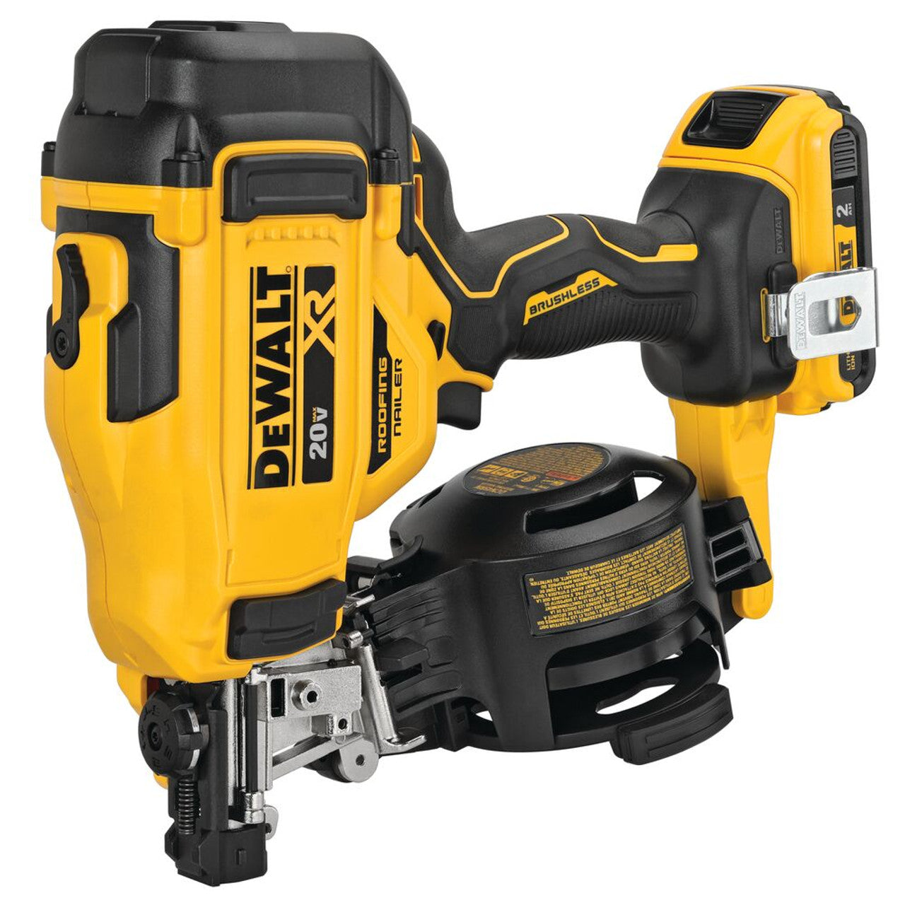 DEWALT DEW-DCN45RND1 20V MAX XR Brushless 15 Degree Coil Roofing Nailer 2.0Ah Kit
