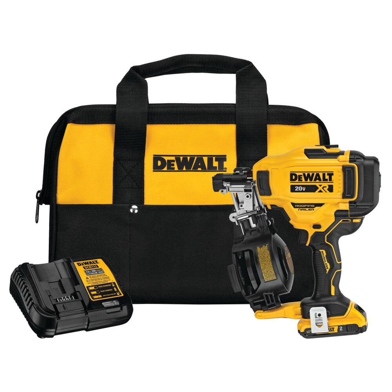 DEWALT DEW-DCN45RND1 20V MAX XR Brushless 15 Degree Coil Roofing Nailer 2.0Ah Kit