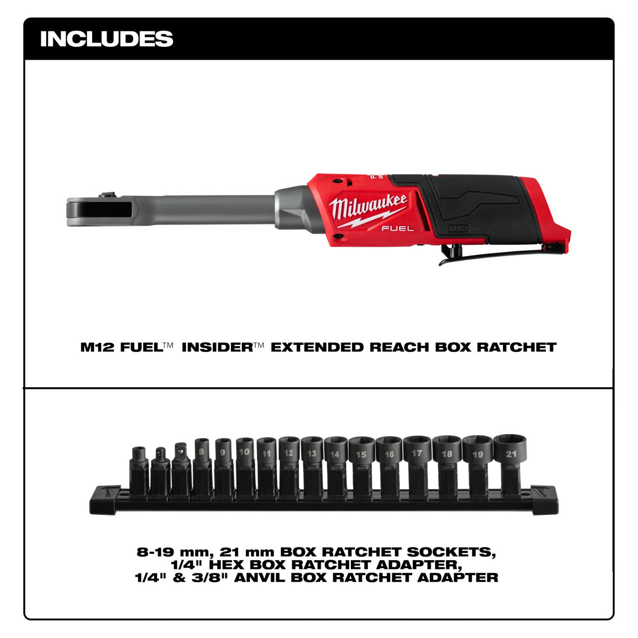 Milwaukee MIL-3050-20 M12 FUEL Insider Extended Reach Box Ratchet