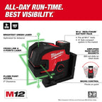 Milwaukee MIL-3624-20 M12 Green Cross Line/4-Points Laser Bare Tool