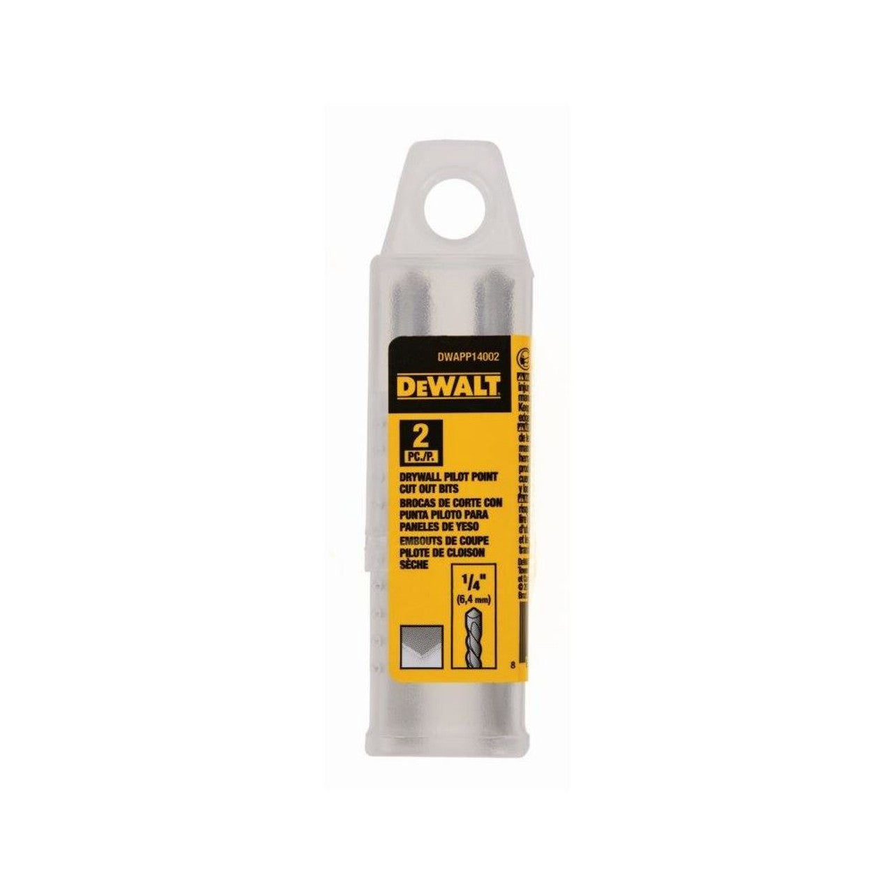 DEWALT DEW-DWAPP14002 1/4in Pilot Point Cut Out Bit 2 Pack