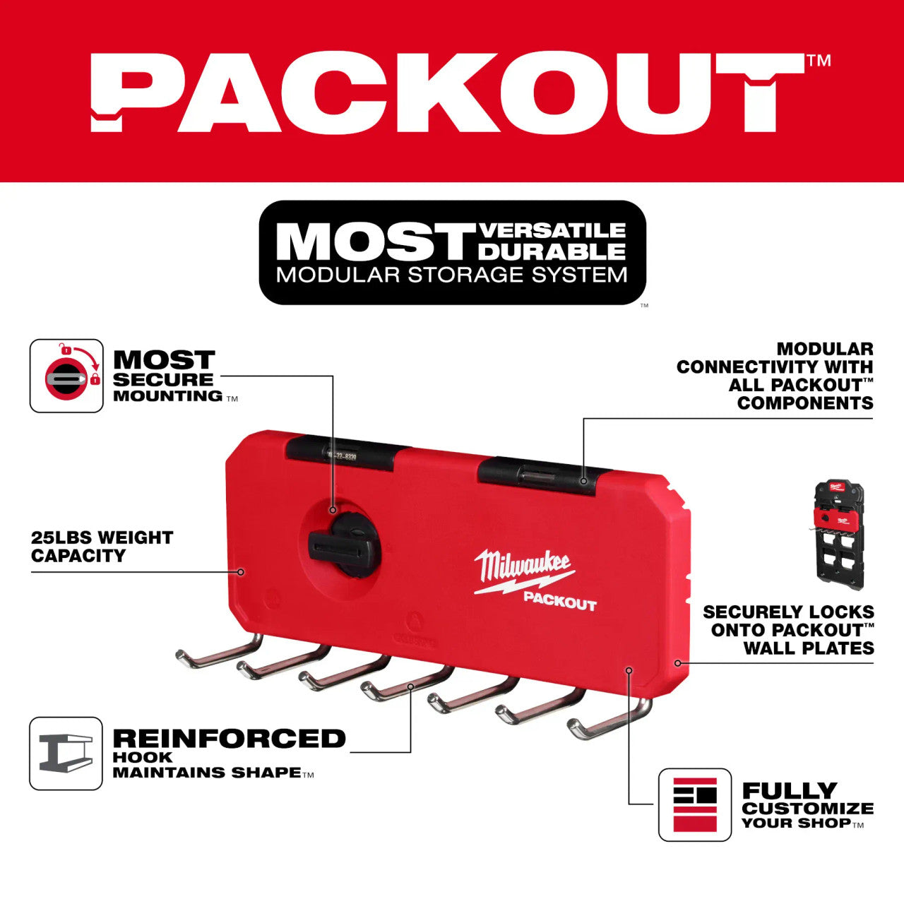 Milwaukee MIL-48-22-8329 PACKOUT 7-Hook Rack