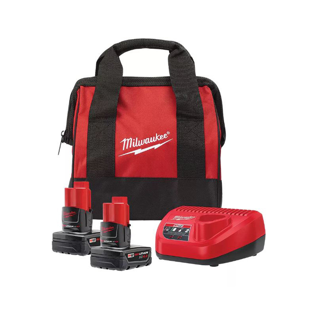Milwaukee MIL-48-59-2442SPC M12 12V Lithium-Ion Starter Kit with (2) 4.0Ah XC Battery Packs, Charger & Bag