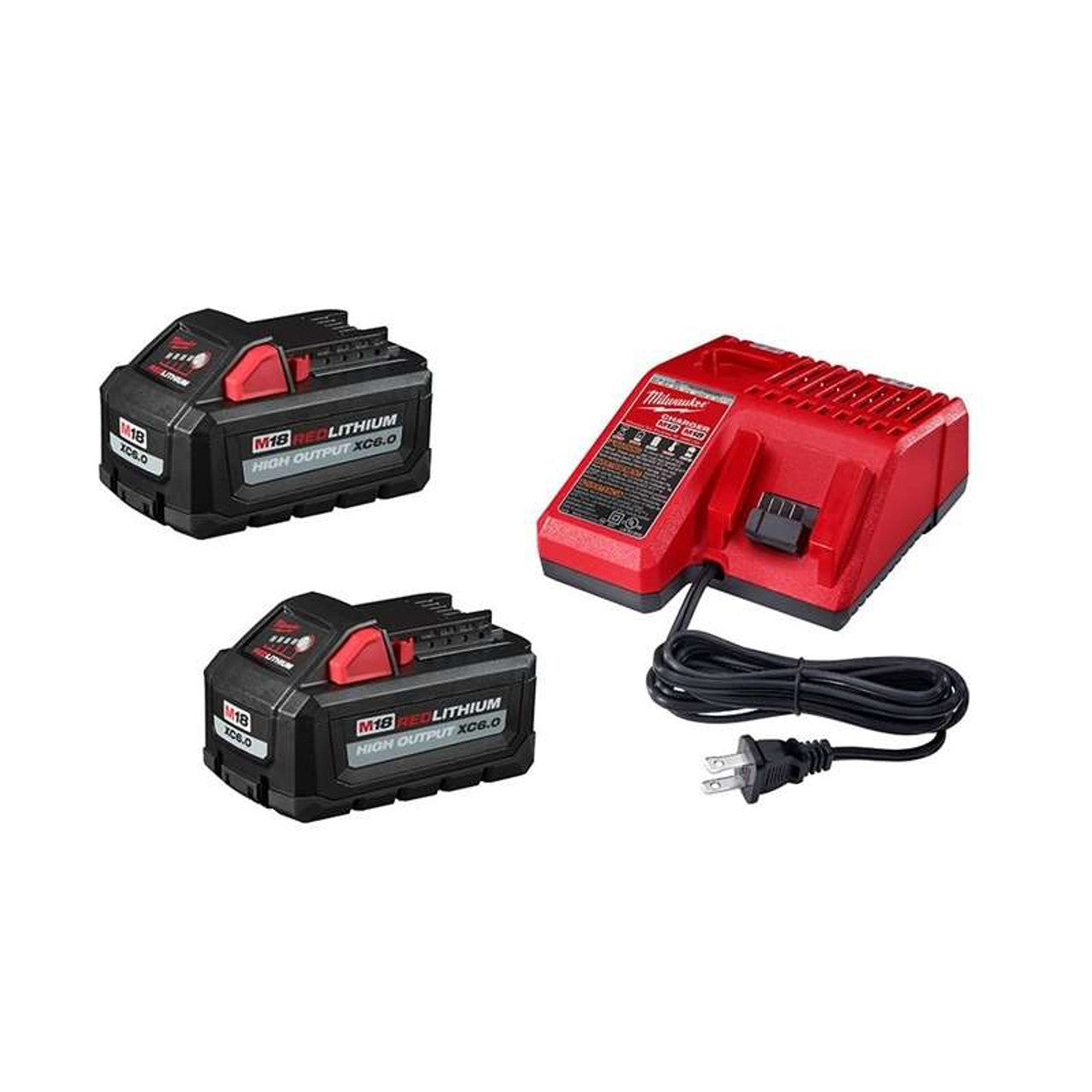 Milwaukee MIL-48-59-1862SC M18 18V Lithium-Ion High Output Starter Kit with (2) 6.0Ah Battery Packs and Charger