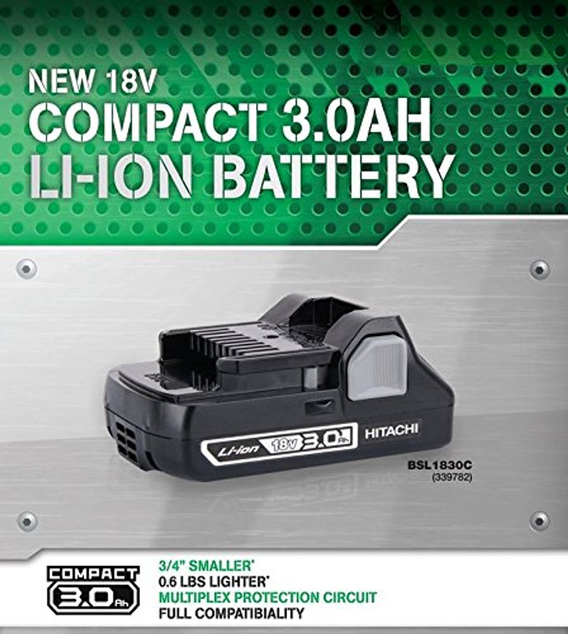 Metabo-HPT HPT-339782 18V 3.0Ah Compact Lithium-Ion Slide Style Battery