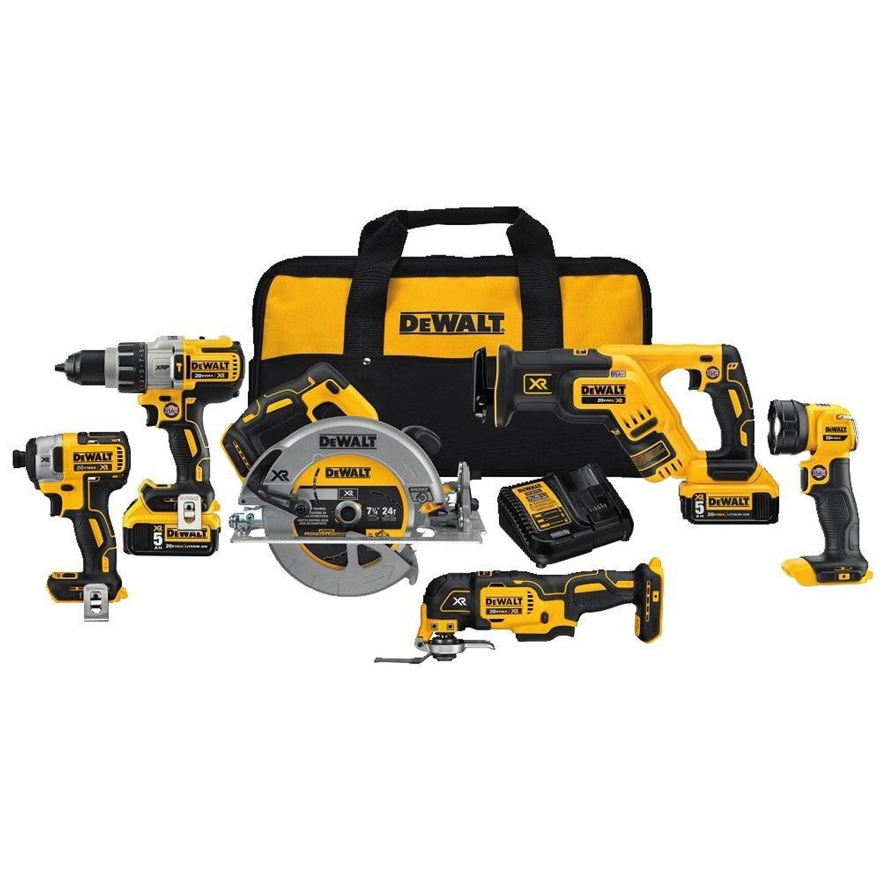DEWALT DEW-DCK694P2 20V MAX XR 6-Piece 2x 5.0Ah Combo Kit