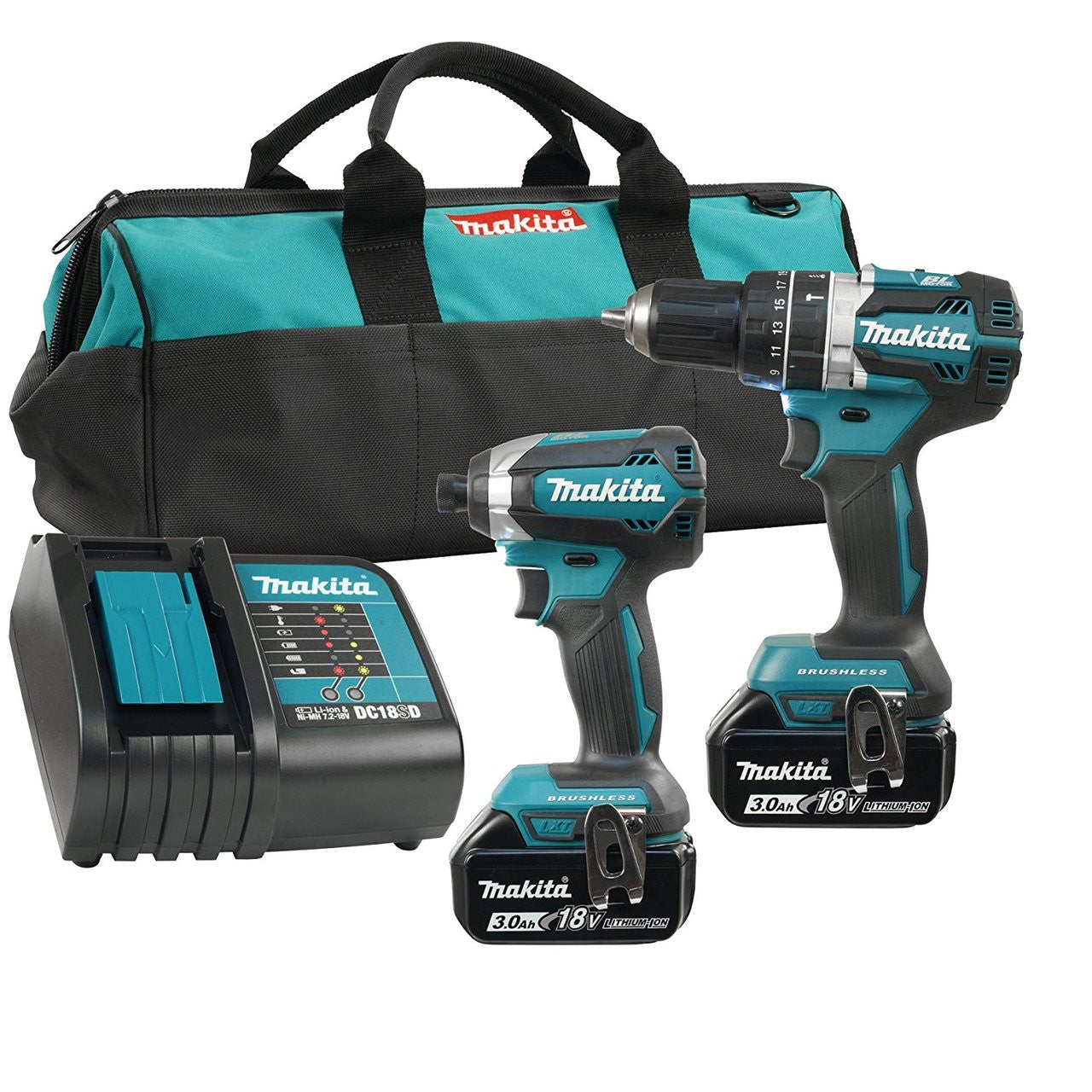 Makita MAK-DLX2180S 18V LXT BRUSHLESS 2 Tool Combo 3Ah Kit