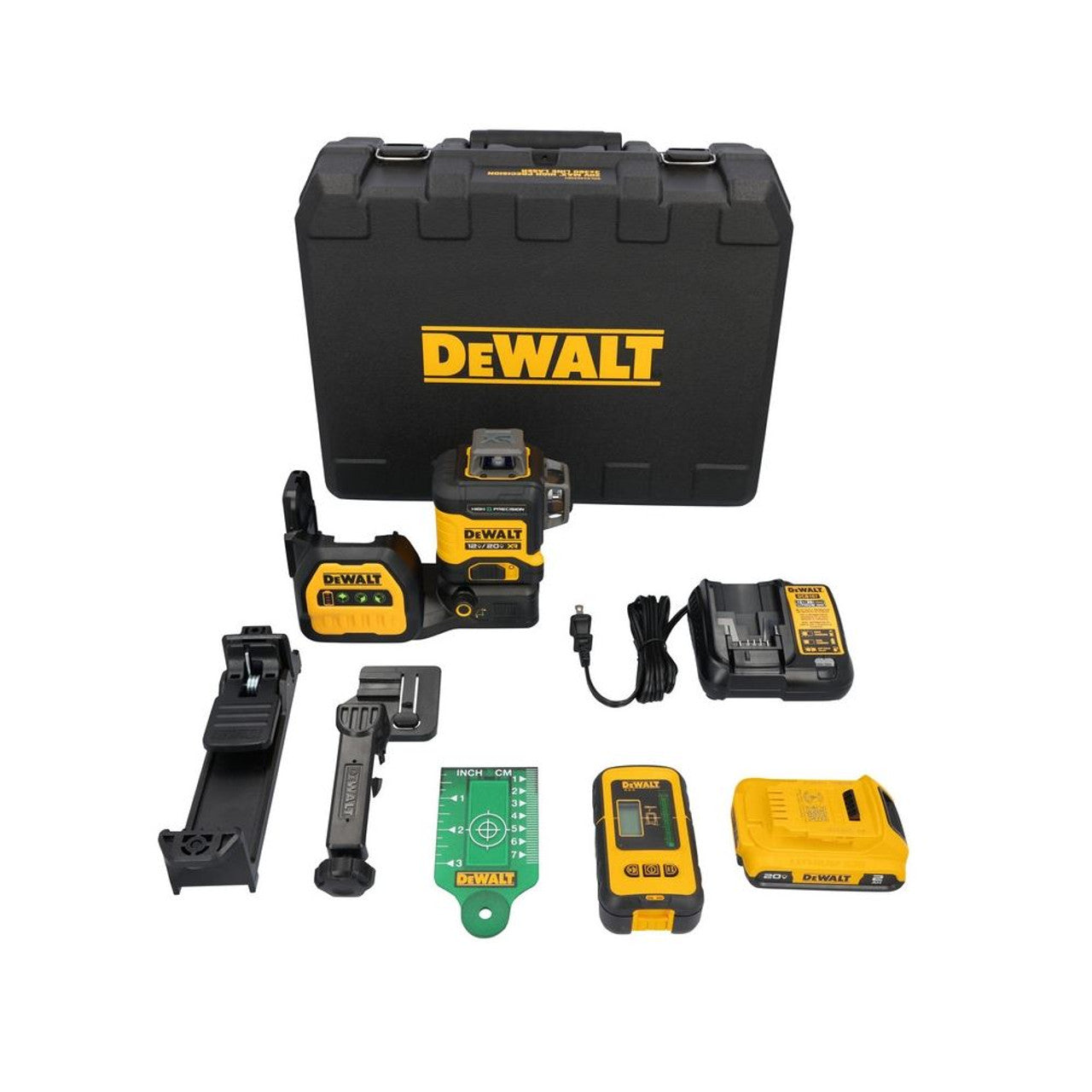 DEWALT DEW-DCLE34033D1 20V MAX XR 3 x 360 High Precision Green Laser Level 2.0Ah Kit