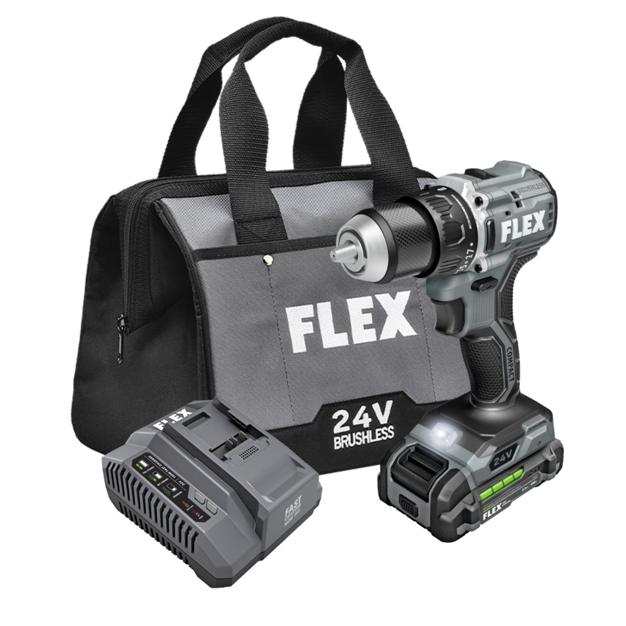 FLEX FL-FX1131-1A 24V 1/2in 2-Speed Compact Drill Driver 2.5Ah Kit