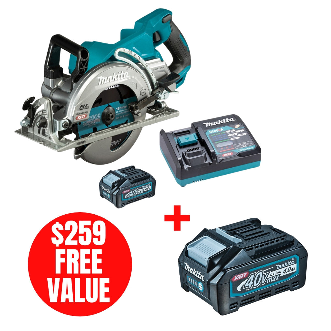 Makita MAK-RS001GM101 40V MAX 7-1/4in Rear-Handle Circular Saw Kit