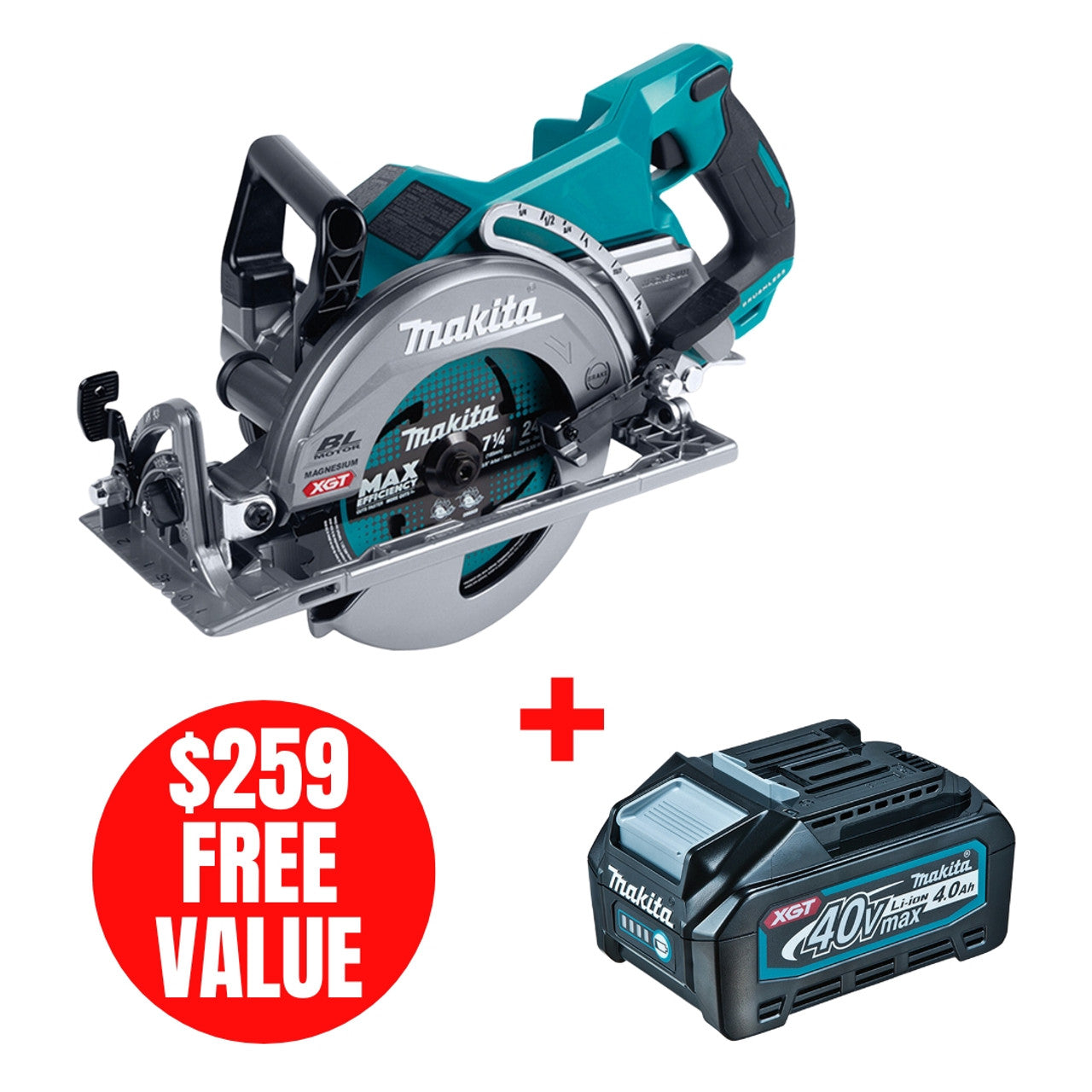 Makita MAK-RS001GZ 40V MAX XGT Li-Ion 7-1/4in Rear-Handle Circular Saw Bare Tool